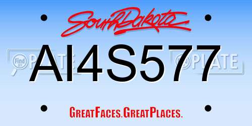 AI4S577 South Dakota License Plate