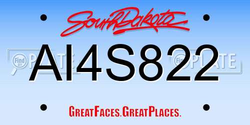 AI4S822 South Dakota License Plate