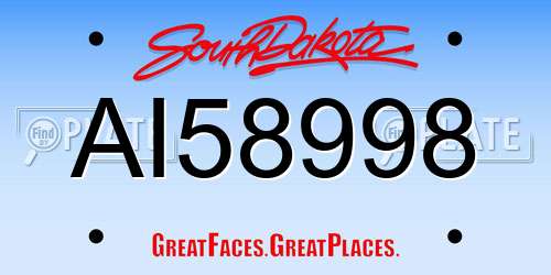 AI58998 South Dakota License Plate