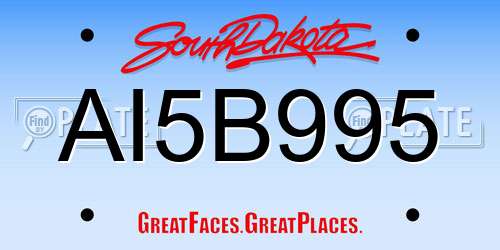 AI5B995 South Dakota License Plate