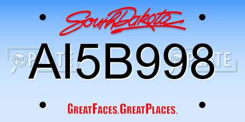AI5B998 South Dakota License Plate
