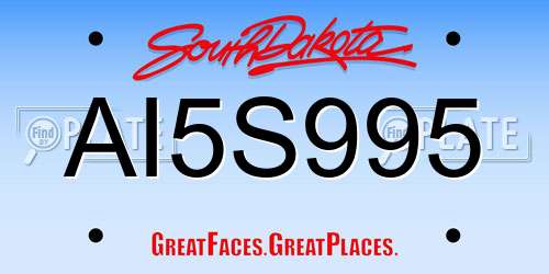AI5S995 South Dakota License Plate