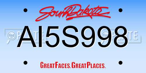 AI5S998 South Dakota License Plate
