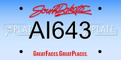AI643 South Dakota License Plate