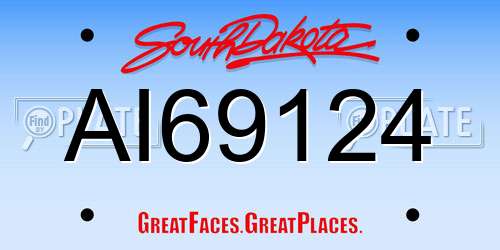 AI69124 South Dakota License Plate