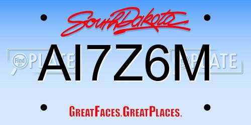 AI7Z6M South Dakota License Plate