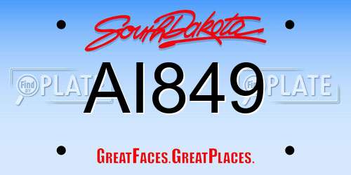 AI849 South Dakota License Plate
