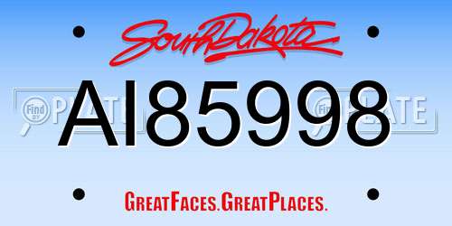 AI85998 South Dakota License Plate