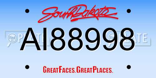 AI88998 South Dakota License Plate