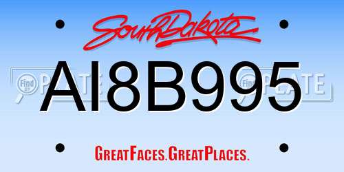 AI8B995 South Dakota License Plate