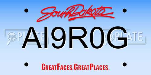 AI9R0G South Dakota License Plate