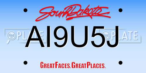 AI9U5J South Dakota License Plate