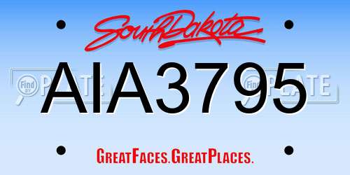 AIA3795 South Dakota License Plate