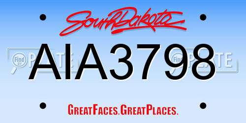 AIA3798 South Dakota License Plate