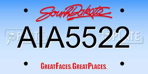 AIA5522 South Dakota License Plate