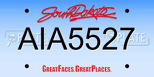 AIA5527 South Dakota License Plate