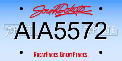 AIA5572 South Dakota License Plate