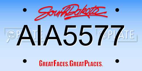 AIA5577 South Dakota License Plate