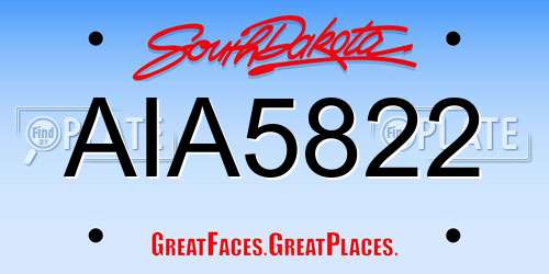 AIA5822 South Dakota License Plate