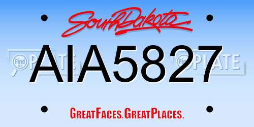 AIA5827 South Dakota License Plate