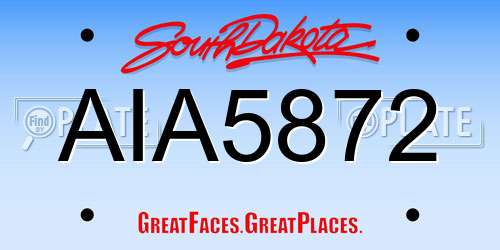 AIA5872 South Dakota License Plate