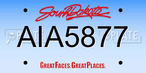 AIA5877 South Dakota License Plate