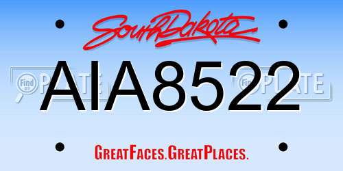 AIA8522 South Dakota License Plate