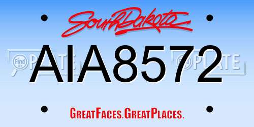AIA8572 South Dakota License Plate