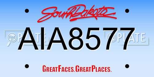 AIA8577 South Dakota License Plate