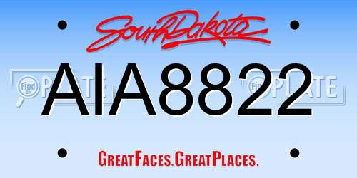 AIA8822 South Dakota License Plate
