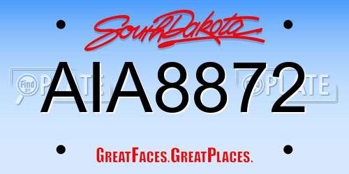 AIA8872 South Dakota License Plate