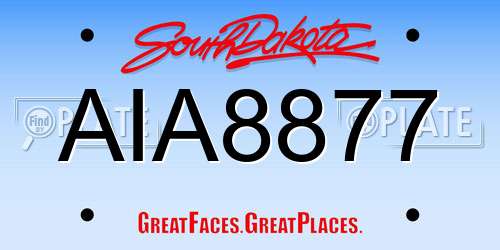 AIA8877 South Dakota License Plate