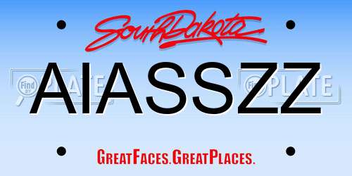 AIASSZZ South Dakota License Plate