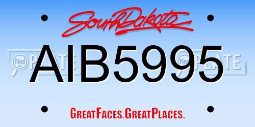 AIB5995 South Dakota License Plate