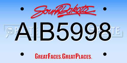 AIB5998 South Dakota License Plate