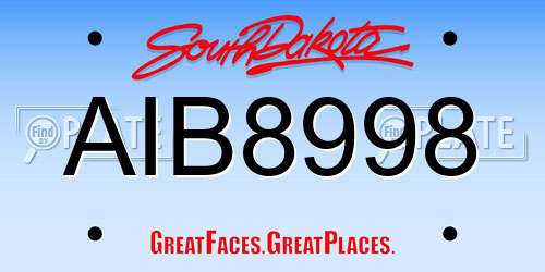 AIB8998 South Dakota License Plate
