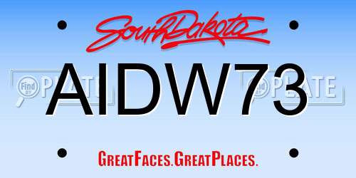 AIDW73 South Dakota License Plate