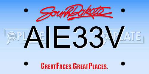 AIE33V South Dakota License Plate