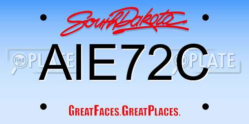 AIE72C South Dakota License Plate