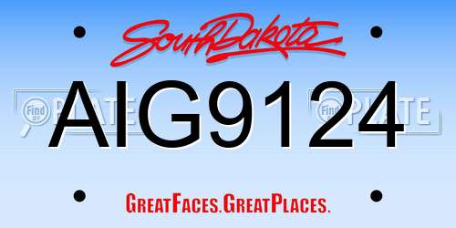 AIG9124 South Dakota License Plate