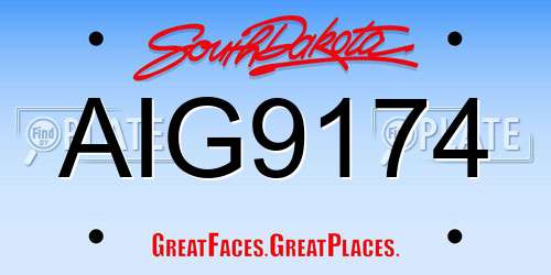 AIG9174 South Dakota License Plate