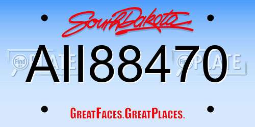 AII88470 South Dakota License Plate