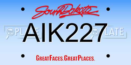AIK227 South Dakota License Plate