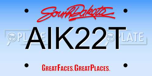 AIK22T South Dakota License Plate
