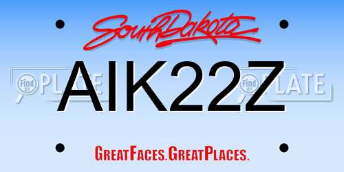 AIK22Z South Dakota License Plate