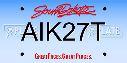 AIK27T South Dakota License Plate