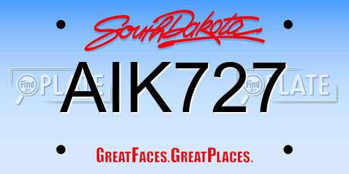 AIK727 South Dakota License Plate