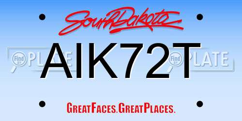 AIK72T South Dakota License Plate