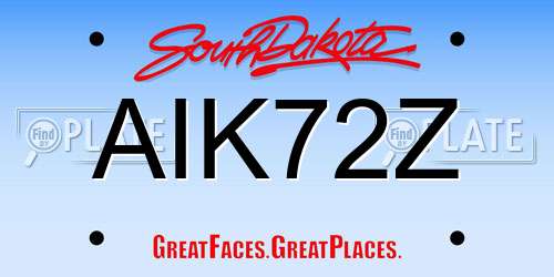 AIK72Z South Dakota License Plate