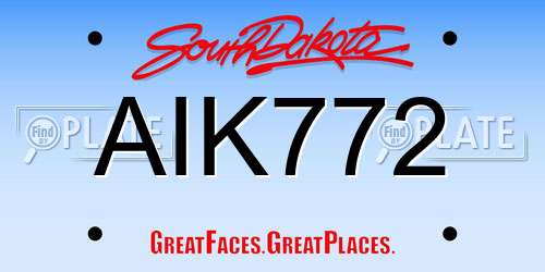 AIK772 South Dakota License Plate